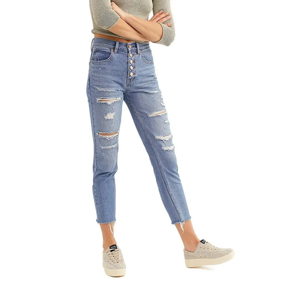 We the Free People Blossom Rigid Crop Skinny Jeans Distressed Size 27